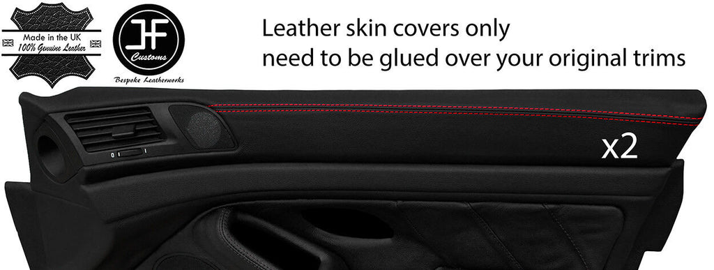 RED STITCH 2X UPPER TOP DOOR CAPPING LEATHER COVERS FITS BMW 5 E39 95-03
