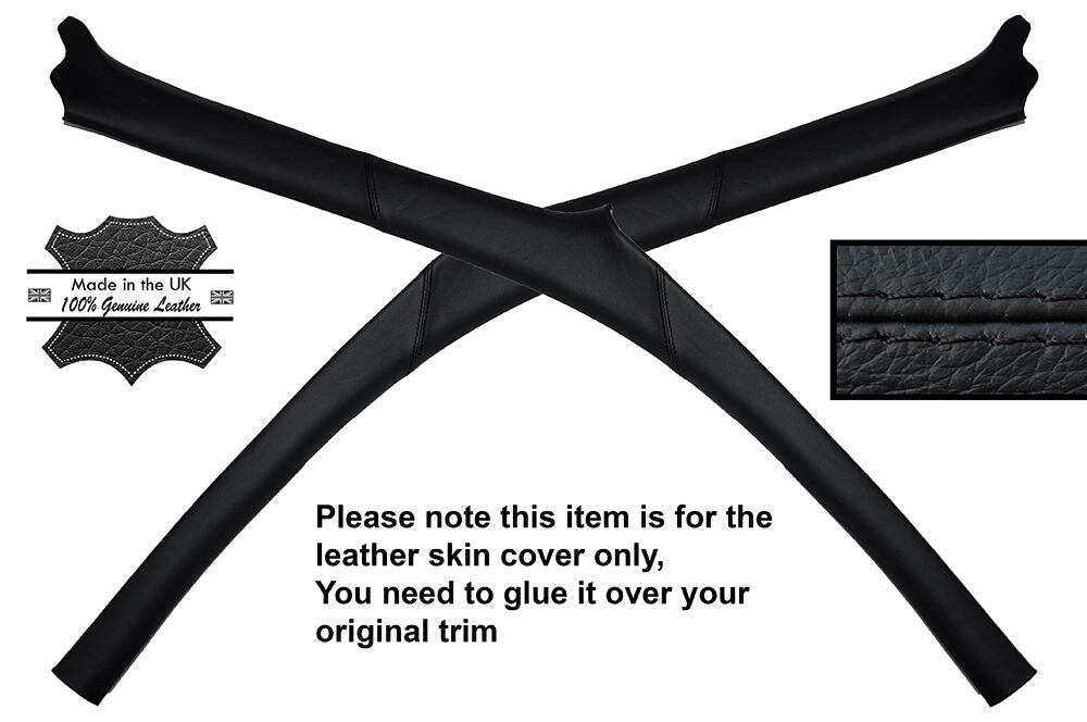 BLACK STITCH 2X A PILLARS LEATHER SKIN COVERS FITS FITS HYUNDAI COUPE 1999-2001