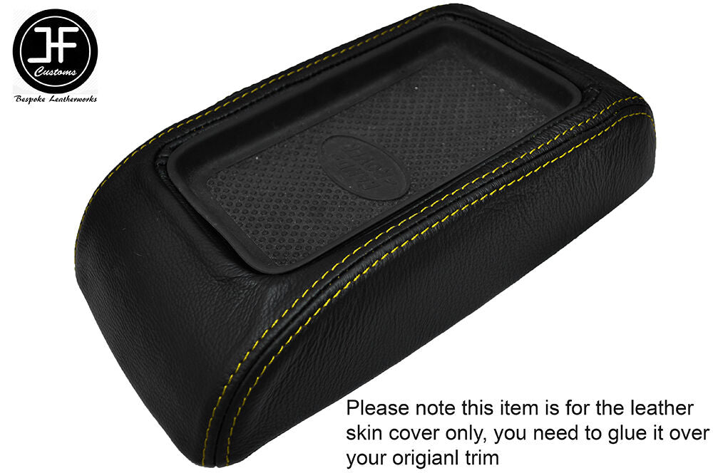 YELLOW STITCH LEATHER ARMREST LID SKIN COVER FITS LANDROVER FREELANDER MK1 98-06