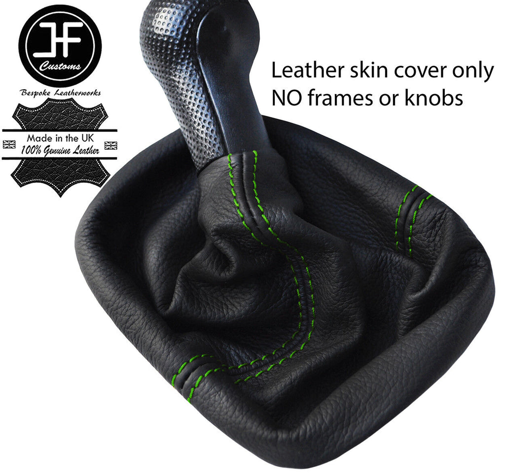 GREEN STITCH TOP GRAIN LEATHER MANUAL GEAR GAITER FITS VW POLO 6N2 1999-2001
