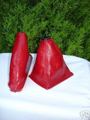 FITS MGF RED GEAR & HANDBRAKE GAITER 95-99 GENUINE LEATHER CUSTOM NEW MADE IN UK