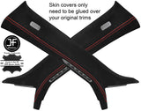RED STITCH 2X A PILLAR REAL SUEDE COVERS FITS AUDI TT MK3 COUPE 2015-2019