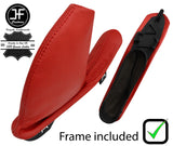 RED REAL LEATHER HANDBRAKE GAITER+PLASTIC FRAME FOR ROVER 75 1999-2005