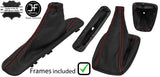RED STITCH LEATHER GAITER SET + PLASTIC FRAME FITS ALFA ROMEO GIULIETTA 10-18