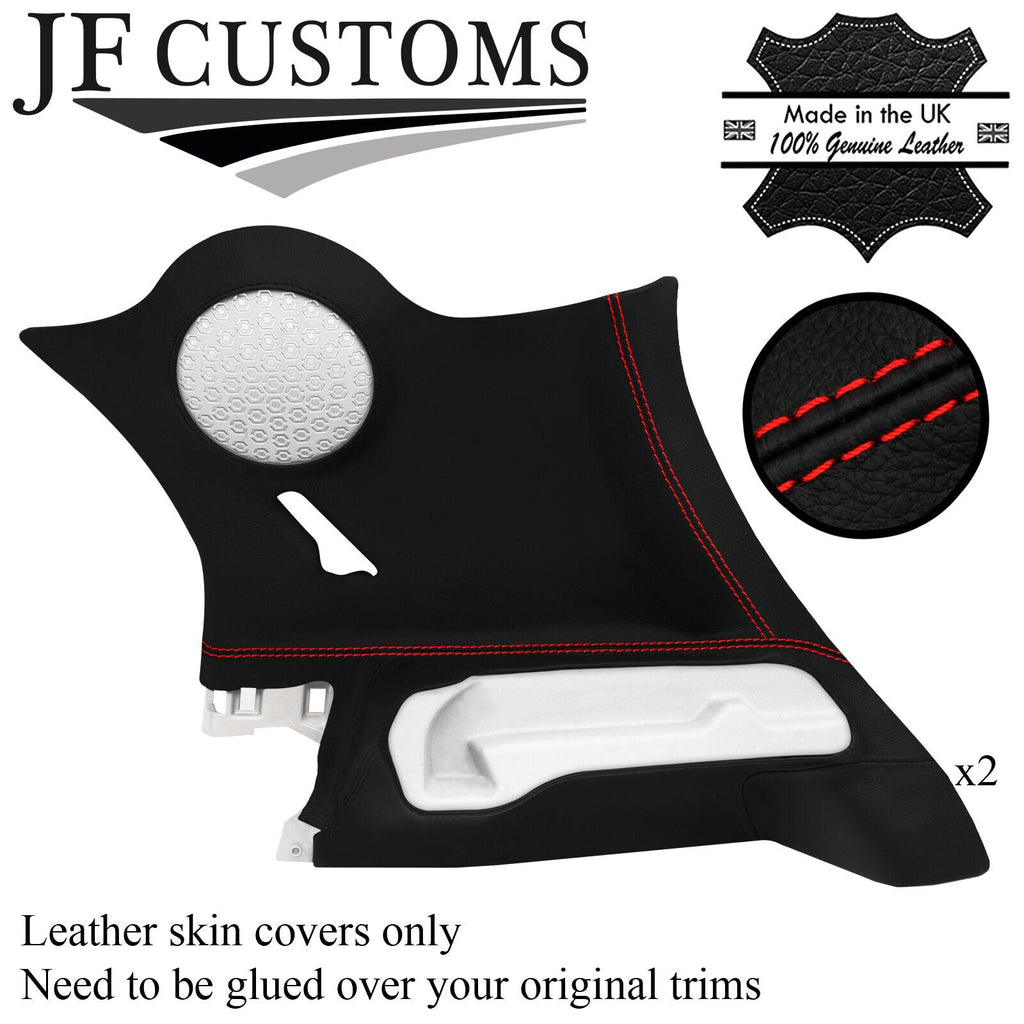 RED STITCH LEATHER 2X REAR C PILLAR COVERS FOR SMART FORFOUR 453 2014-2019