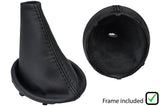 BLACK STITCH LEATHER MANUAL GEAR GAITER + FRAME FOR SMART FORTWO 453 2014-2019