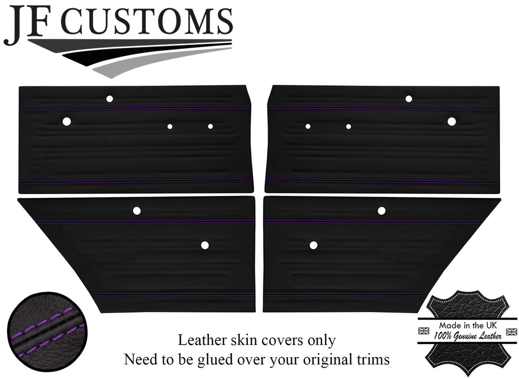 PURPLE STITCH LEATHER 4X FRONT REAR DOOR CARD COVERS FITS FORD CORTINA MK2 4DR