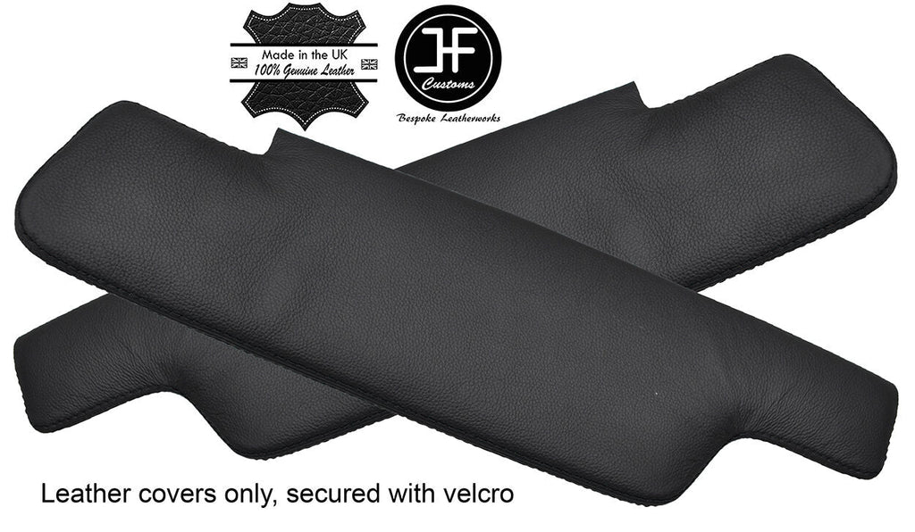 BLACK STITCHING 2X SUN VISORS REAL LEATHER COVERS FITS PORSCHE 914 1969-1976