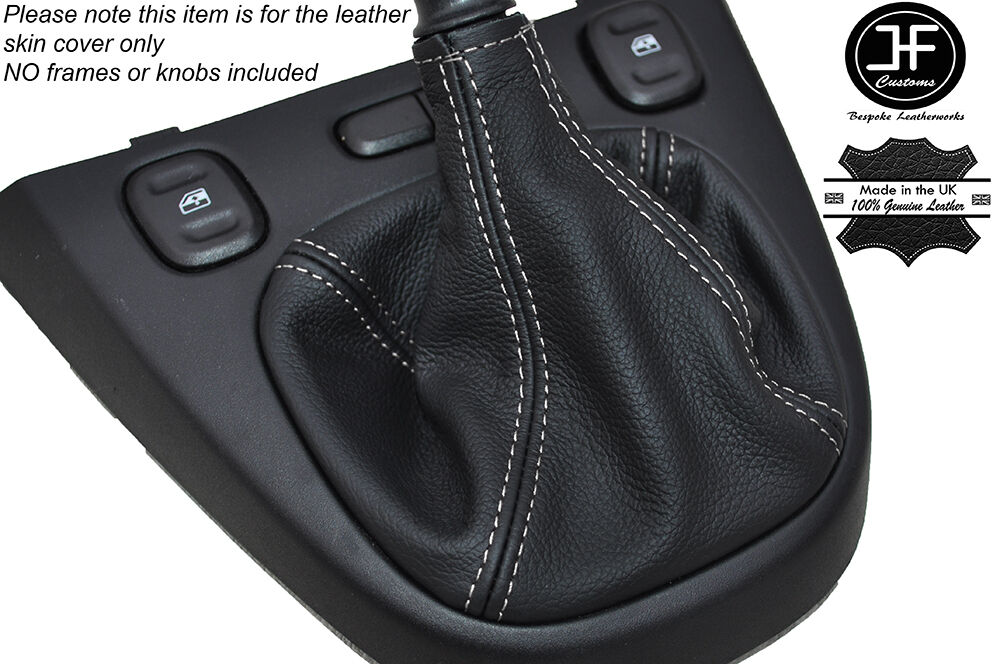 WHITE STITCHING MANUAL LEATHER GEAR GAITOR GAITER FITS FIAT PANDA 2012-2016
