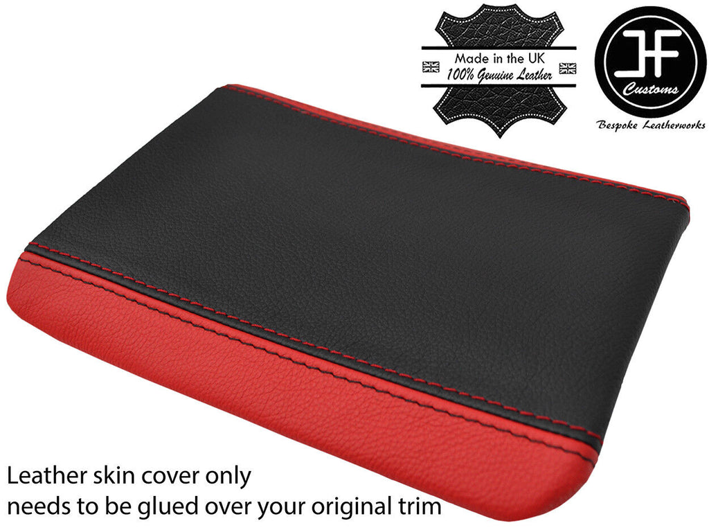 BLACK & RED TOP GRAIN LEATHER ARMREST LID COVER FITS HONDA S2000 99-2003