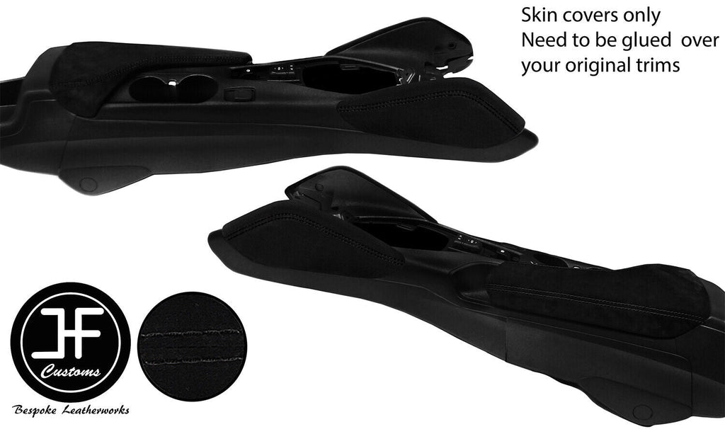 BLACK DOUBLE STITCH 2X KNEE PAD&ARMREST SUEDE COVERS FOR CHEVROLET CAMARO 16-20