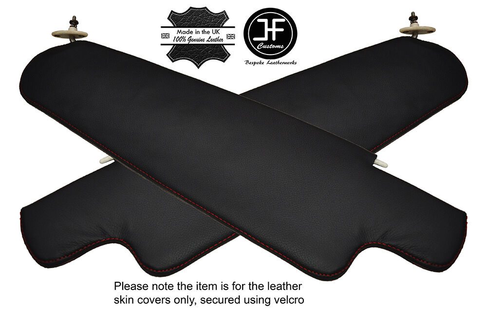 RED STITCH 2X SUN VISORS LEATHER COVERS FITS VW TYPE 2 BAY WINDOW VAN 68-79