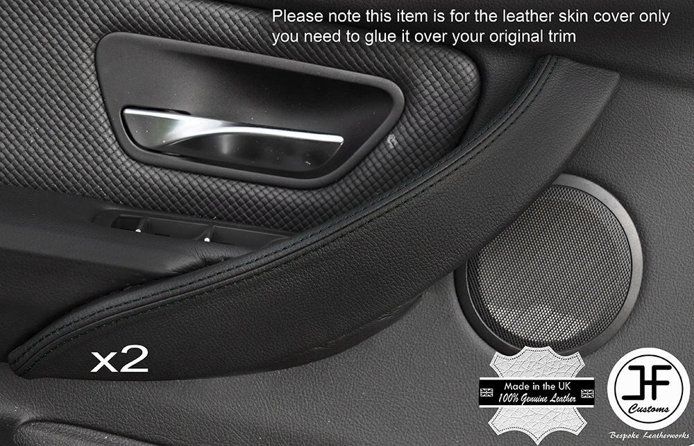 BLACK STITCH 2X REAR DOOR HANDLE TRIM LEATHER COVERS FITS BMW F34 GT 2012-2017