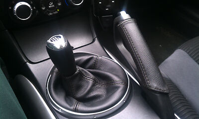 black stitch FITS MAZDA RX8 BLACK LEATHER GEAR & HANDBRAKE GAITER CUSTOM NEW