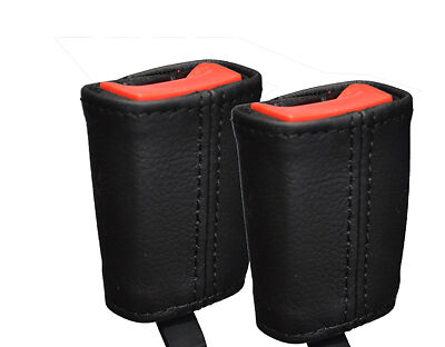 BLACK STITCH FITS INFINITI G37 2X FRONT SEAT BELT STALK LEATHER COVERS ONLY