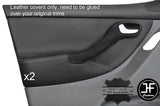 GREY STITCH 2X FRONT DOOR CARD TRIM LEATHER COVER FOR SEAT LEON MK1 99-05 5 DR