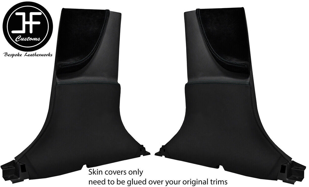 BLACK STITCH 2X FULL LOWER B PILLAR NAPPA & SUEDE COVER FOR TESLA MODEL S 12-16