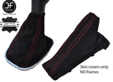 RED STITCH REAL SUEDE GEAR & HANDBRAKE GAITER FOR VAUXHALL OPEL CORSA D 06-14