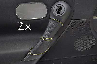 RENAULT FITS MEGANE  2002-2008 2X DOOR HANDLE COVERS yellow stitching CUSTOM NEW