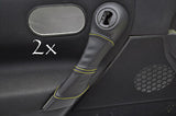 RENAULT FITS MEGANE  2002-2008 2X DOOR HANDLE COVERS yellow stitching CUSTOM NEW