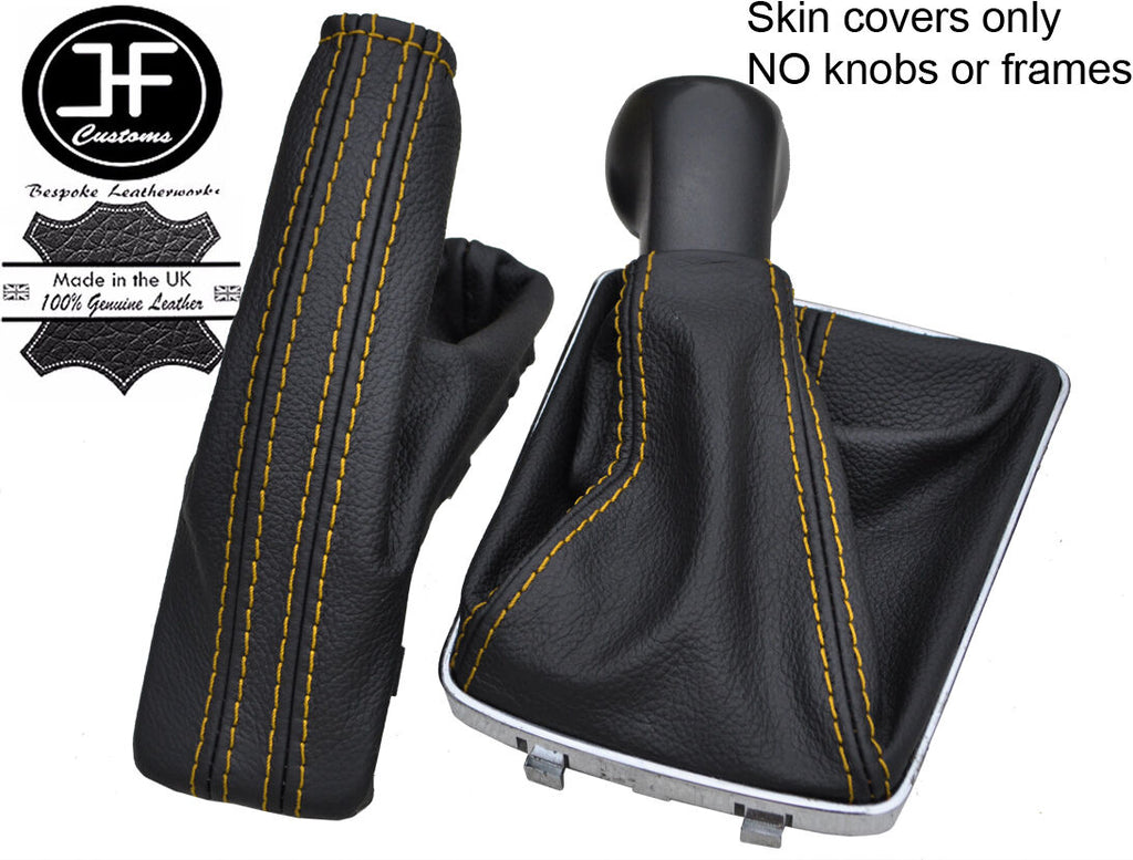 YELLOW  STITCH TOP GRAIN LEATHER GAITER SET FITS VAUXHALL OPEL ASTRA MK5 H 04-09