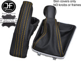 YELLOW  STITCH TOP GRAIN LEATHER GAITER SET FITS VAUXHALL OPEL ASTRA MK5 H 04-09