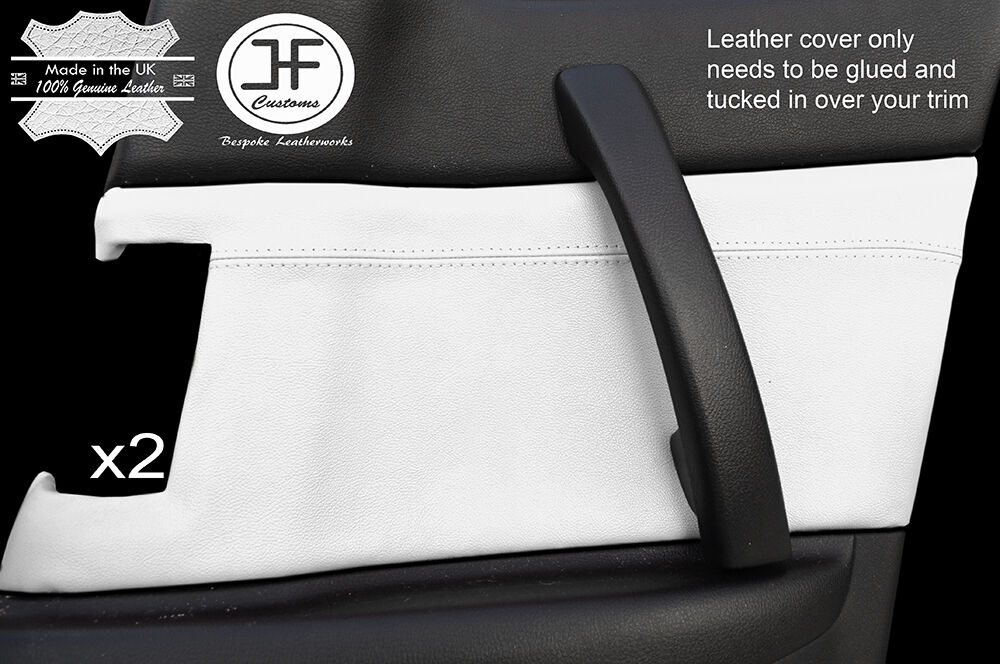 WHITE LEATHER 2X REAR DOOR CARD TRIM LEATHER COVERS FOR MAZDA RX8 03-12 STYLE 2