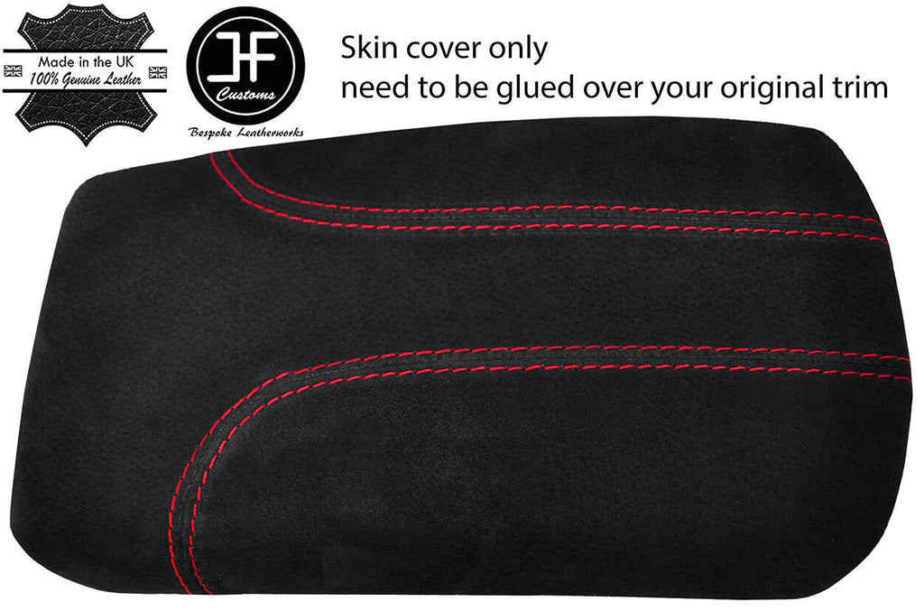 RED STITCH ARMREST LID SUEDE COVER FITS NISSAN QASHQAI J11 2017-2018 CUSTOM NEW