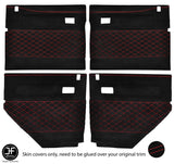 RED DIAMOND STITCH 4X DOOR CARD SUEDE COVERS FOR LAND ROVER DEFENDER 110