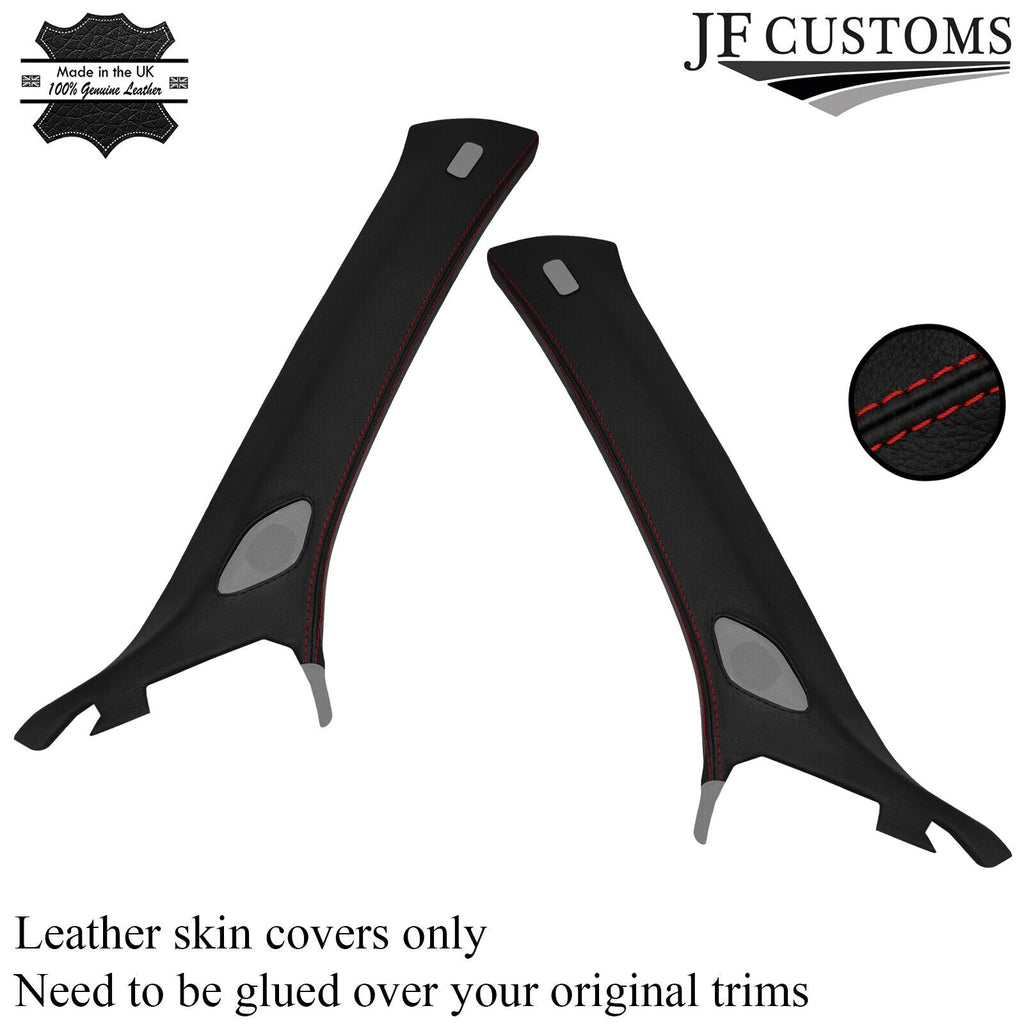 D RED STITCH LEATHER 2X A PILLAR COVERS FOR AUDI A3 RS3 8V 13-20 SALOON