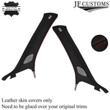 D RED STITCH LEATHER 2X A PILLAR COVERS FOR AUDI A3 RS3 8V 13-20 SALOON