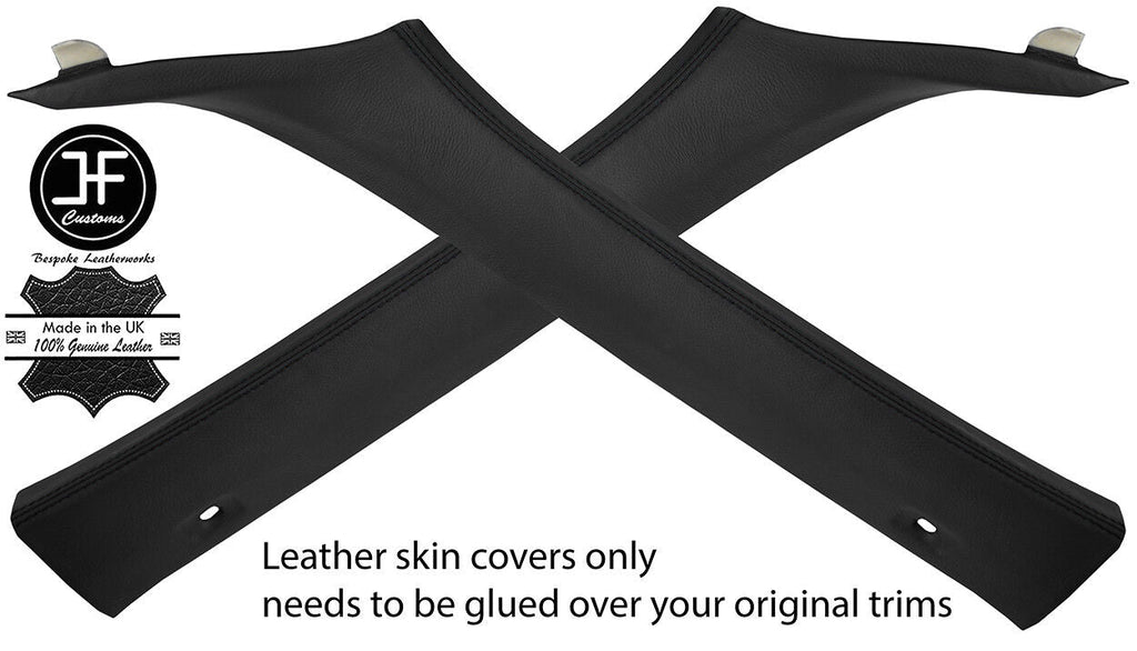 BLACK STITCHING 2X A PILLAR LEATHER COVERS FITS BMW 5 SERIES E60 E61 2003-2011