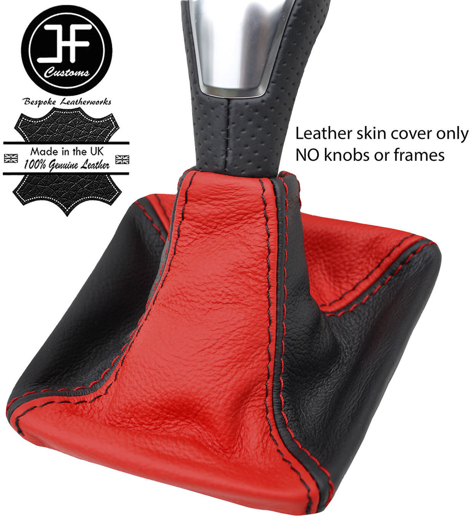 BLACK & RED TOP GRAIN REAL LEATHER GEAR GAITER FITS MERCEDES GLA CLASS 14-18