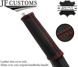 RED STITCH TOP GRAIN LEATHER HANDBRAKE HANDLE COVER FITS VW POLO 6R 2009-2015