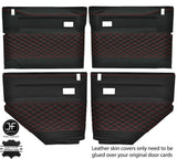RED DIAMOND STITCH 4X DOOR CARD LEATHER COVERS FOR LAND ROVER DEFENDER  110