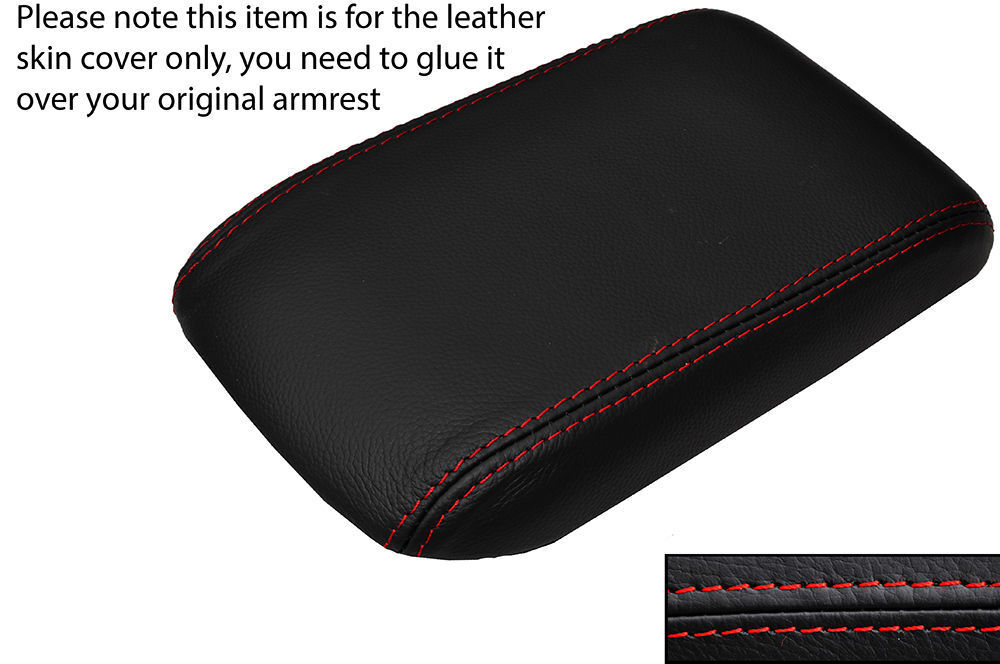 RED STITCHING LEATHER ARMREST SKIN COVER FITS DODGE CHALLENGER 2008-2013