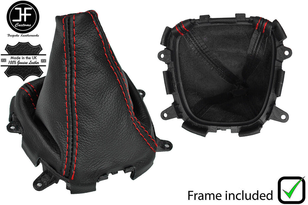 RED STITCH LEATHER GEAR GAITER + PLASTIC FRAME FITS HONDA STREAM 2001-2007