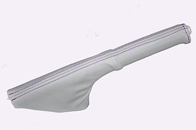 purple stitch FITS NISSAN FIGARO LIGHT GREY LEATHER HANDBRAKE GAITER CUSTOM NEW