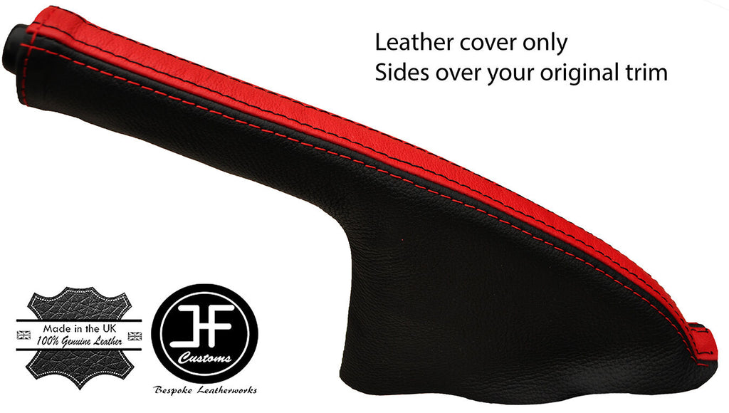 BLACK & RED STRIPE LEATHER HANDBRAKE GAITER FITS MG MG3 2011-2016 CUSTOM NEW