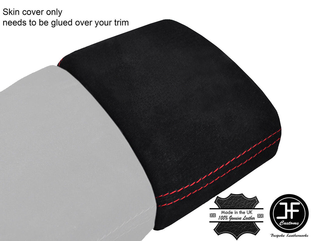 RED STITCH REAR SECTION ARMREST LID REAL SUEDE COVER FITS AUDI Q7 2015-2018