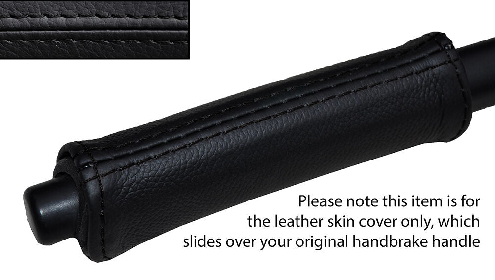 BLACK STITCH HANDBRAKE HANDLE LEATHER SKIN COVER FITS SMART FORTWO 451 07-14