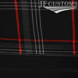 BLACK STITCH LEATHER+RED TARTAN 2X DOOR CARD COVER FOR TRIUMPH TR8 78-81 JF2