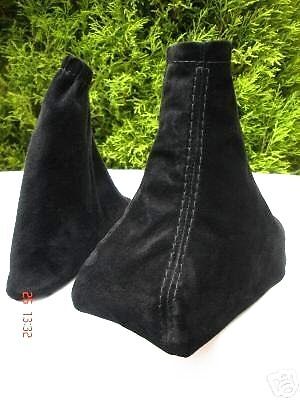 FITS CORSA B GEAR STICK SHIFT + HANDBRAKE GAITER BLACK SUEDE CUSTOM NEW