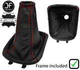 RED STITCH LEATHER MANUAL GEAR GAITER+PLASTIC FRAME FITS CHEVROLET AVEO 02-08