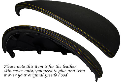 YELLOW STITCH SPEEDO HOOD LEATHER COVER FITS FIAT PUNTO GRANDE ABARTH EVO 10-14