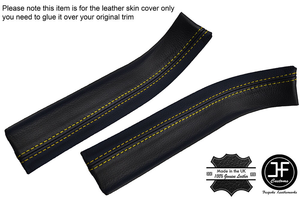 YELLOW STITCHING 2X FRONT DOOR SILL TRIM LEATHER COVERS FITS CORVETTE C6 05-13