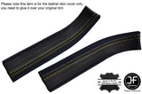YELLOW STITCHING 2X FRONT DOOR SILL TRIM LEATHER COVERS FITS CORVETTE C6 05-13