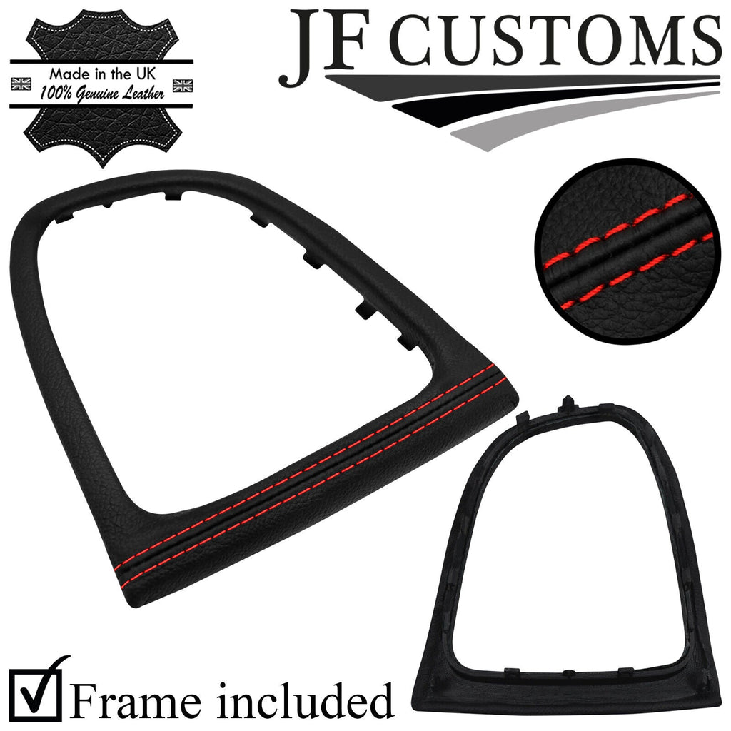 RED STITCH LEATHER GEAR SURROUND COVER + FRAME FOR RENAULT CLIO MK4 12-15