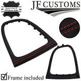 RED STITCH LEATHER GEAR SURROUND COVER + FRAME FOR RENAULT CLIO MK4 12-15
