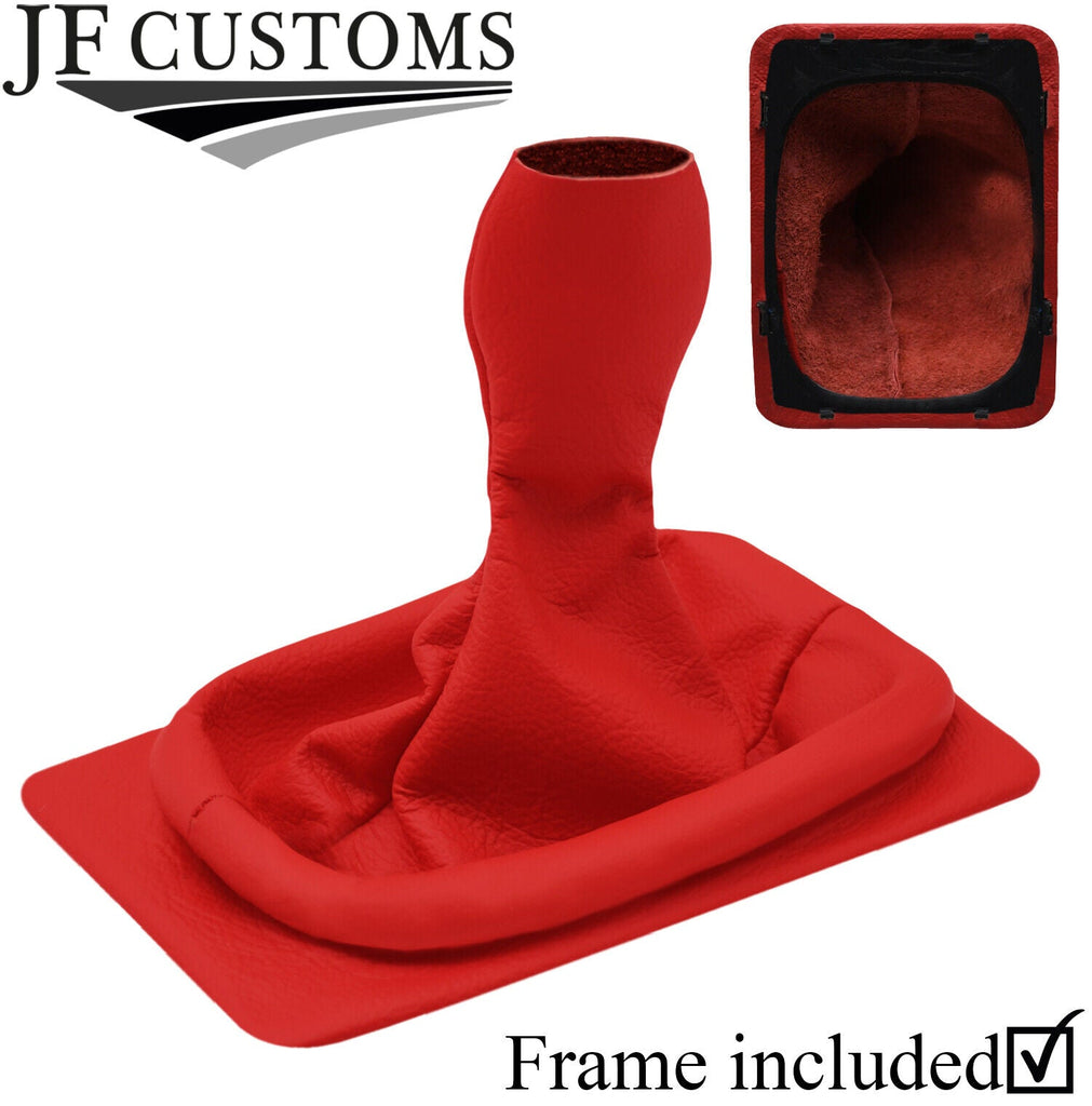 RED REAL LEATHER GEAR GAITER WITH BASE FRAME FOR PORSCHE 924 944 1980-1985